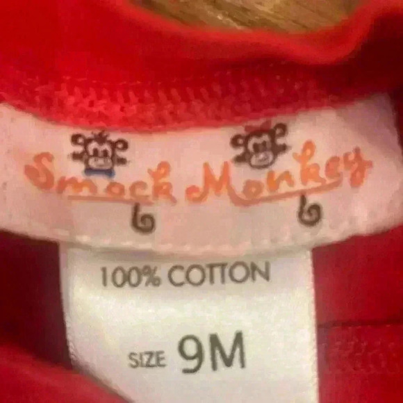 Smock Monkey Valentine's Dog Hearts red tee shirt 9 months smocked - Picture 4 of 8